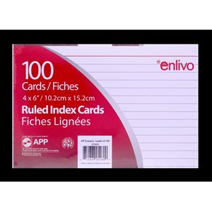APP Index Cards 4" x 6" Ruled ~PKG 100