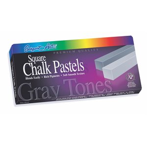 Chalk Pastel Squares GRAY TONES ~BOX 12