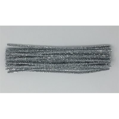 Pipe Cleaners TINSEL SILVER ~PKG 50