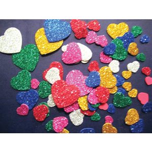 Foam Shapes Glitter HEARTS ~PKG 72