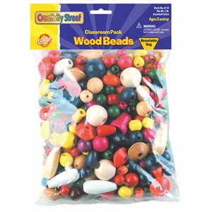 Classpack Wood Beads Assorted Sizes / CoL 1lb ~EACH