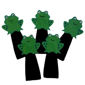 Felt Finger Puppets, Five Green & Speckled Frogs ~EACH