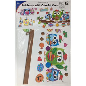 Bulletin Celebrate with Colorful Owls Set ~EACH