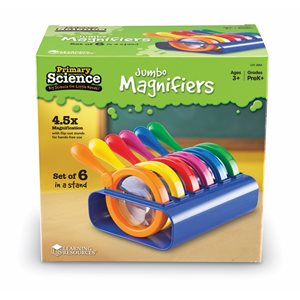 Primary Science Jumbo Magnifiers w / Stand ~SET 6