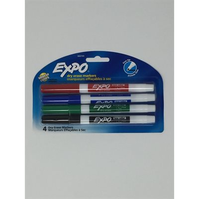 Expo Fine Tip Dry Erase Low Odor Assorted ~PKG 4