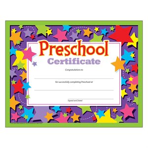 Certificate Preschool Certificate ~PKG 30