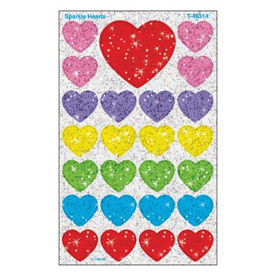 Stickers Sparkle Hearts ~PKG 100
