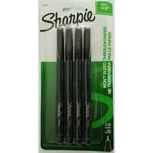 Sharpie Fine Point Pens BLACK ~PKG 4