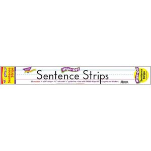 Wipe-Off WHITE Sentence Strips 3" X 24" ~PKG 30
